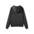 A black women's junior heavy zip fleece hoodie with a hood and ribbed cuffs. Features a plain back design.