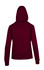 A maroon women's junior heavy zip fleece hoodie with a hood and ribbed cuffs. Features a logo on the back.