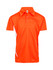 An orange polyester polo shirt for kids featuring a collar and side panel details. Includes a logo.