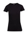 A black women's modern fit T-shirt with short sleeves and a fitted silhouette. It features a logo.