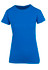 A blue women's modern fit T-shirt with a classic crew neckline and short sleeves. The T-shirt features a logo.