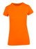 An orange women's modern fit T-shirt with short sleeves and a round neckline.