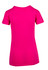 A women's modern fit T-shirt in bright pink, featuring a simple design and a logo. The back is plain.