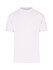 A regular-fit unisex t-shirt in white, featuring short sleeves and a simple design with a logo.