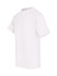 A white unisex regular T-shirt with short sleeves and a simple design. It features a logo on the side.