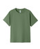 A green Kid's Regular T-shirt with a round neck and short sleeves, featuring a branding label.
