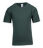 A green kid's regular T-shirt with short sleeves and a plain design, featuring a logo label on the neckline.