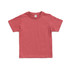 A pink kid's regular T-shirt with short sleeves and a label at the neckline.