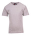 A grey kid's regular T-shirt with short sleeves and a logo on the neckline.