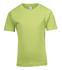 A green regular T-shirt for kids with short sleeves and a branded label at the neck.