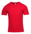 A red Kid's Regular T-shirt with short sleeves, featuring a small logo on the front.