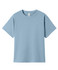 A light blue kid's regular T-shirt with short sleeves and a round neckline, featuring a label.