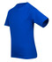 A blue kid's regular T-shirt with short sleeves and a classic crew neck, featuring a logo.