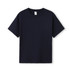 A navy blue kid's regular T-shirt with short sleeves and a round neckline, featuring a label inside.