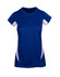 A women's T-shirt in navy blue with white accents and a logo on the front. Short sleeves and a sporty design.