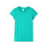 A women's short-sleeve T-shirt in teal, featuring a fitted design and a logo.