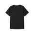 A black men's T-shirt with short sleeves and a smooth back design. It features a logo.