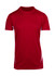 A red men's t-shirt featuring white side panels and a logo. The fabric appears smooth and lightweight.