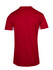A red men's T-shirt with short sleeves, featuring a design on the back and a logo.