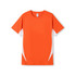 An orange T-shirt with white side accents and a logo. Suitable for casual and active wear.