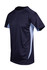 A navy blue and light blue men's t-shirt with short sleeves and a logo. Features a cool dry fabric design.