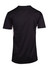 A black men's t-shirt with short sleeves and side accents, featuring a logo.
