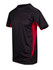 A black and red men's t-shirt with short sleeves and a fitted design. It features a logo on the chest area.