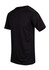 A black men's T-shirt made from cool dry fabric, featuring short sleeves and a fitted design. It has a logo on it.