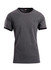 A grey ringer T-shirt featuring a black neckline and sleeve edges, with a logo on the tag.