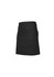 A black short waisted apron featuring a front pocket, designed for workwear use. It has a simple, sleek design.