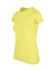 A women's short-sleeve T-shirt in bright yellow, featuring a fitted design and a logo.