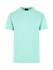 A mint green unisex American style t-shirt with a round neckline and short sleeves, featuring a logo.