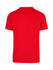 A red unisex American style t-shirt, featuring a plain design with short sleeves and a logo on the back.
