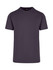 A unisex American style t-shirt in dark grey with a logo on the neck label.