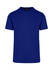 A blue unisex t-shirt with a classic crew neckline, featuring a simple design and a logo on the label.