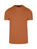 A men's slim fit t-shirt in a warm terracotta colour, featuring a crew neck and short sleeves. It has a logo on the label.