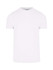 A plain white men's slim fit T-shirt with short sleeves and a logo on the label.