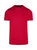 A red men's slim fit T-shirt displayed against a white background, featuring a crew neck and short sleeves.