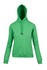 A green women's juniors kangaroo pocket hoodie with a drawstring hood and stylish fit. Features a logo.
