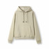 A women's juniors kangaroo pocket hoodie in a beige colour, featuring a large front pocket and a drawstring hood.