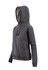 A women's junior hoodie in dark grey featuring a kangaroo pocket and a hood. The hoodie has a fitted silhouette.