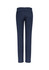 A pair of women's chino pants in navy blue, featuring a slim fit and a back pocket detail.