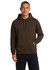 A grey men's hoodie with a kangaroo pocket, featuring a drawstring hood and a plain design.
