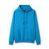 A teal men's hoodie featuring a kangaroo pocket and drawstring hood. It has a logo on the front.