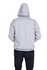 A grey men's kangaroo pocket hoodie viewed from the back, featuring a hood and casual fit.