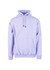 A lilac men's hoodie with a kangaroo pocket and a drawstring hood, featuring a logo.