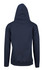 A navy blue hoodie featuring a kangaroo pocket and a hood, with a plain back view.