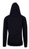 A black men's hoodie featuring a kangaroo pocket and a hood, presented from the back.