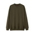 An olive green adult poly cotton fleece jumper with a crew neck and long sleeves. Features a logo on the inside.