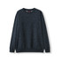 A navy poly cotton fleece jumper with a ribbed neckline and cuffs, featuring a logo.